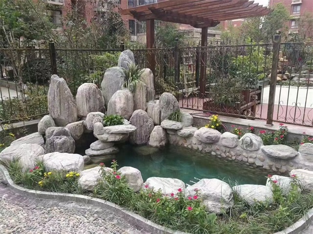 正定庭院假山鱼池制作视频